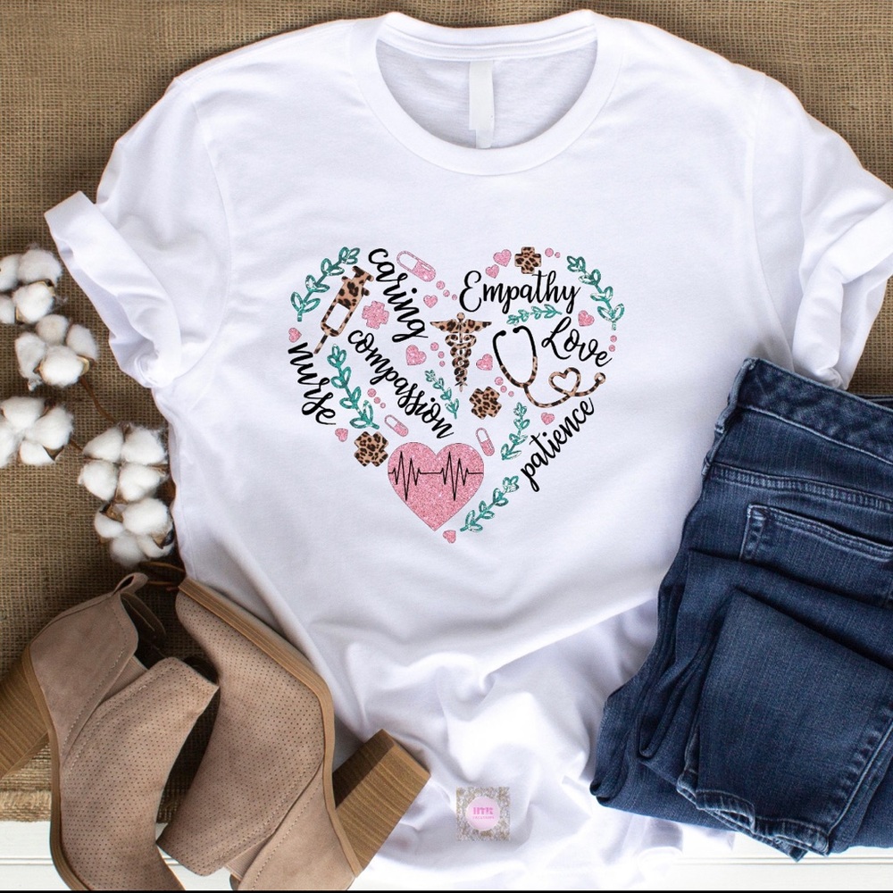 Heart With Inspirational Words Nurse T-shirt